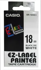 Casio Original Schriftband, Casio, XR-18WE1, schwarz Druck/weiss Unterl., unlaminiert, 8m, 18mm